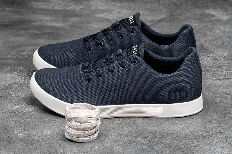 Navy Nobull Ivory Canvas Men's Trainers | CA P1366J